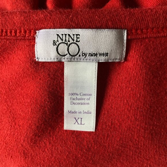 Nine & Co. women's size XL red v-neck button down stretchy fleece sweater - Picture 6 of 6